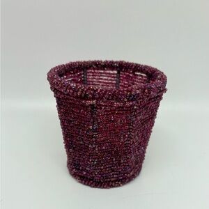 Purple Beaded Votive Candle Holder